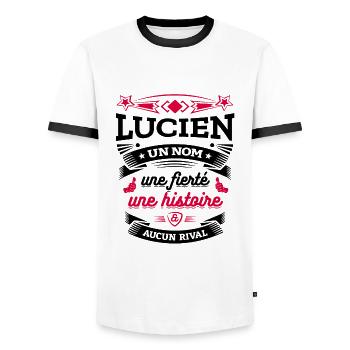 LUCIEN UN NOM UNE FIERTÉ AUCUN RIVAL - T-shirt contrasté Homme - blanc/noir - Devant - AI Model Female 172 light (172cm) & AI Model Male 178 dark (178cm)