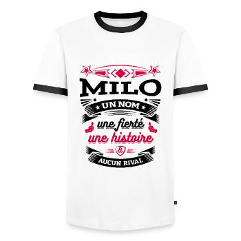 MILO UN NOM UNE FIERTÉ AUCUN RIVAL - T-shirt contrasté Homme - blanc/noir - Devant - AI Model Female 172 light (172cm) & AI Model Male 178 dark (178cm)