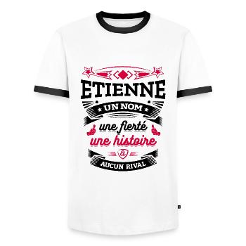 ETIENNE UN NOM UNE FIERTÉ AUCUN RIVAL - T-shirt contrasté Homme - blanc/noir - Devant - AI Model Female 172 light (172cm) & AI Model Male 178 dark (178cm)