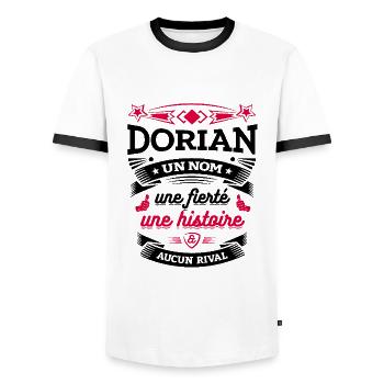 DORIAN UN NOM UNE FIERTÉ AUCUN RIVAL - T-shirt contrasté Homme - blanc/noir - Devant - AI Model Female 172 light (172cm) & AI Model Male 178 dark (178cm)