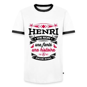 HENRI UN NOM UNE FIERTÉ AUCUN RIVAL - T-shirt contrasté Homme - blanc/noir - Devant - AI Model Female 172 light (172cm) & AI Model Male 178 dark (178cm)