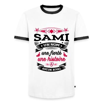 SAMI UN NOM UNE FIERTÉ AUCUN RIVAL - T-shirt contrasté Homme - blanc/noir - Devant - AI Model Female 172 light (172cm) & AI Model Male 178 dark (178cm)