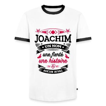 JOACHIM UN NOM UNE FIERTÉ AUCUN RIVAL - T-shirt contrasté Homme - blanc/noir - Devant - AI Model Female 172 light (172cm) & AI Model Male 178 dark (178cm)