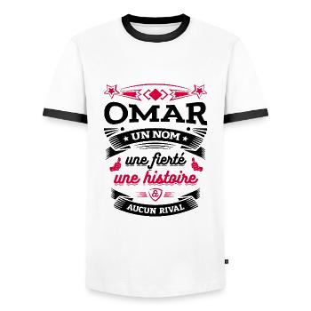 OMAR UN NOM UNE FIERTÉ AUCUN RIVAL - T-shirt contrasté Homme - blanc/noir - Devant - AI Model Female 172 light (172cm) & AI Model Male 178 dark (178cm)