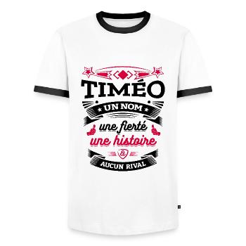 TIMÉO UN NOM UNE FIERTÉ AUCUN RIVAL - T-shirt contrasté Homme - blanc/noir - Devant - AI Model Female 172 light (172cm) & AI Model Male 178 dark (178cm)