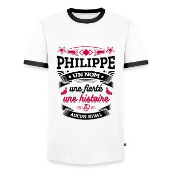 PHILIPPE UN NOM UNE FIERTÉ AUCUN RIVAL - T-shirt contrasté Homme - blanc/noir - Devant - AI Model Female 172 light (172cm) & AI Model Male 178 dark (178cm)