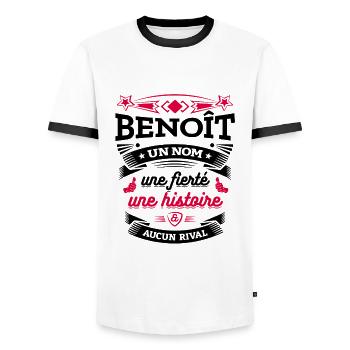 BENOÎT UN NOM UNE FIERTÉ AUCUN RIVAL - T-shirt contrasté Homme - blanc/noir - Devant - AI Model Female 172 light (172cm) & AI Model Male 178 dark (178cm)