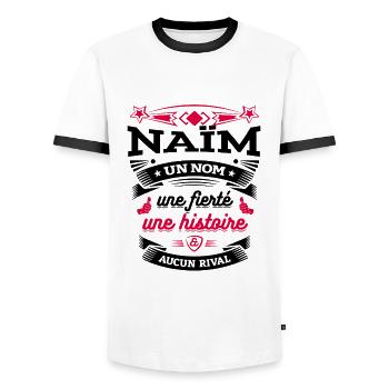 NAÏM UN NOM UNE FIERTÉ AUCUN RIVAL - T-shirt contrasté Homme - blanc/noir - Devant - AI Model Female 172 light (172cm) & AI Model Male 178 dark (178cm)