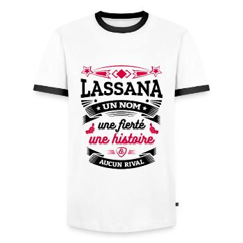LASSANA UN NOM UNE FIERTÉ AUCUN RIVAL - T-shirt contrasté Homme - blanc/noir - Devant - AI Model Female 172 light (172cm) & AI Model Male 178 dark (178cm)