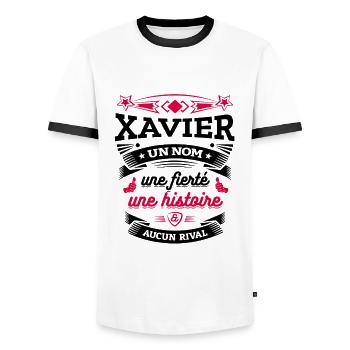 XAVIER UN NOM UNE FIERTÉ AUCUN RIVAL - T-shirt contrasté Homme - blanc/noir - Devant - AI Model Female 172 light (172cm) & AI Model Male 178 dark (178cm)