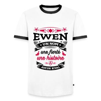 EWEN UN NOM UNE FIERTÉ AUCUN RIVAL - T-shirt contrasté Homme - blanc/noir - Devant - AI Model Female 172 light (172cm) & AI Model Male 178 dark (178cm)