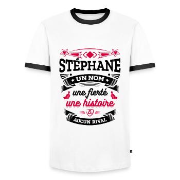 STÉPHANE UN NOM UNE FIERTÉ AUCUN RIVAL - T-shirt contrasté Homme - blanc/noir - Devant - AI Model Female 172 light (172cm) & AI Model Male 178 dark (178cm)
