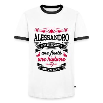ALESSANDRO UN NOM UNE FIERTÉ AUCUN RIVAL - T-shirt contrasté Homme - blanc/noir - Devant - AI Model Female 172 light (172cm) & AI Model Male 178 dark (178cm)