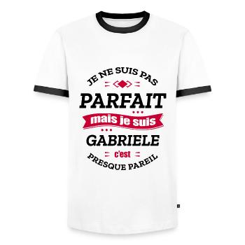 GABRIELE PARFAIT - PRENOM GABRIELE - T-shirt contrasté Homme - blanc/noir - Devant - AI Model Female 172 light (172cm) & AI Model Male 178 dark (178cm)