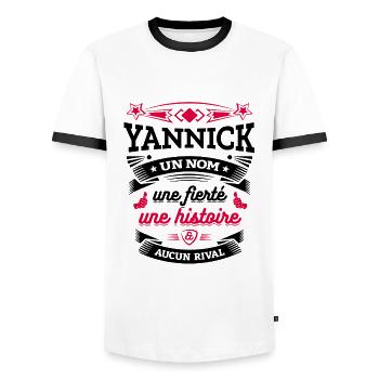 YANNICK UN NOM UNE FIERTÉ AUCUN RIVAL - T-shirt contrasté Homme - blanc/noir - Devant - AI Model Female 172 light (172cm) & AI Model Male 178 dark (178cm)