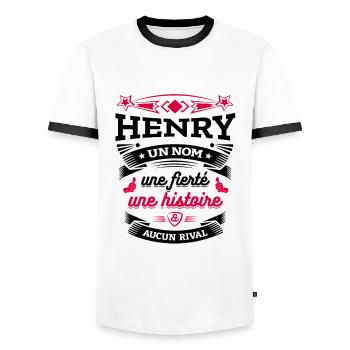 HENRY UN NOM UNE FIERTÉ AUCUN RIVAL - T-shirt contrasté Homme - blanc/noir - Devant - AI Model Female 172 light (172cm) & AI Model Male 178 dark (178cm)