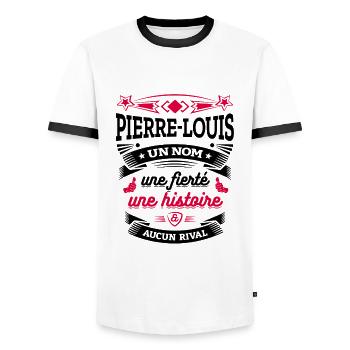 PIERRE-LOUIS UN NOM UNE FIERTÉ AUCUN RIVAL - T-shirt contrasté Homme - blanc/noir - Devant - AI Model Female 172 light (172cm) & AI Model Male 178 dark (178cm)
