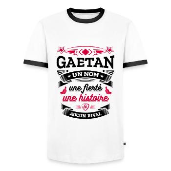 GAETAN UN NOM UNE FIERTÉ AUCUN RIVAL - T-shirt contrasté Homme - blanc/noir - Devant - AI Model Female 172 light (172cm) & AI Model Male 178 dark (178cm)