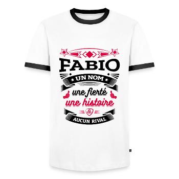 FABIO UN NOM UNE FIERTÉ AUCUN RIVAL - T-shirt contrasté Homme - blanc/noir - Devant - AI Model Female 172 light (172cm) & AI Model Male 178 dark (178cm)