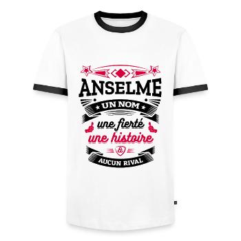 ANSELME UN NOM UNE FIERTÉ AUCUN RIVAL - T-shirt contrasté Homme - blanc/noir - Devant - AI Model Female 172 light (172cm) & AI Model Male 178 dark (178cm)