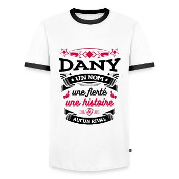 DANY UN NOM UNE FIERTÉ AUCUN RIVAL - T-shirt contrasté Homme - blanc/noir - Devant - AI Model Female 172 light (172cm) & AI Model Male 178 dark (178cm)