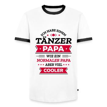 TÄNZER PAPA: VATERTAG, GEBURTSTAG, WEIHNACHTEN - Männer Kontrast-T-Shirt - Weiß/Schwarz - Vorne - AI Model Female 172 light (172cm) & AI Model Male 178 dark (178cm)
