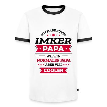 IMKER PAPA: GEBURTSTAG, VATERTAG, WEIHNACHTEN - Männer Kontrast-T-Shirt - Weiß/Schwarz - Vorne - AI Model Female 172 light (172cm) & AI Model Male 178 dark (178cm)