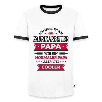 FABRIKARBEITERPAPA GEBURTSTAG WEIHNACHTEN VATERTAG - Männer Kontrast-T-Shirt - Weiß/Schwarz - Vorne - AI Model Female 172 light (172cm) & AI Model Male 178 dark (178cm)