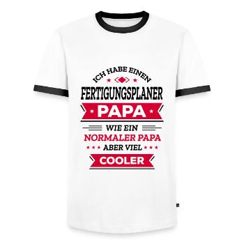 FERTPLANER PAPA GEBURTSTAG VATERTAG WEIHNACHTEN - Männer Kontrast-T-Shirt - Weiß/Schwarz - Vorne - AI Model Female 172 light (172cm) & AI Model Male 178 dark (178cm)