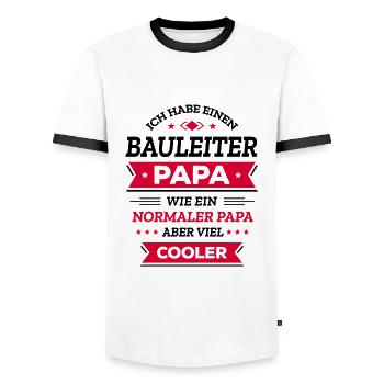 BAULEITER PAPA - COOLER ALS NORMAL, VATERTAG - Männer Kontrast-T-Shirt - Weiß/Schwarz - Vorne - AI Model Female 172 light (172cm) & AI Model Male 178 dark (178cm)