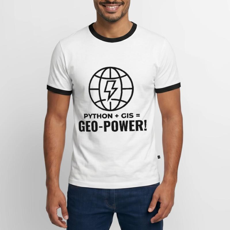 Python GIS Geo-Power Programmierung Geospatial Männer Kontrast-T-Shirt