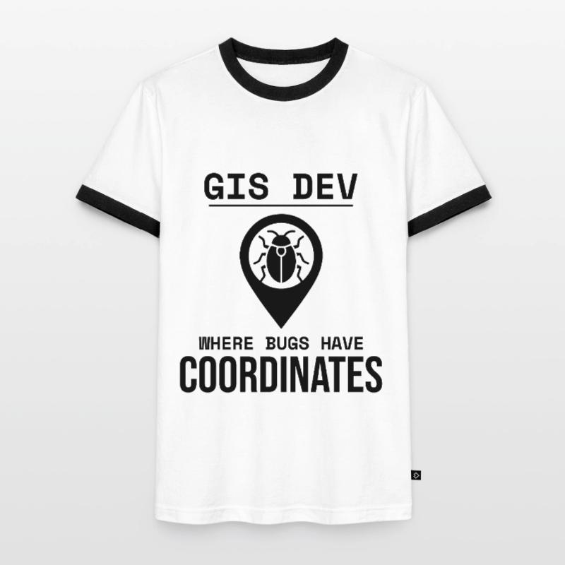 GIS Dev Debugging Coordinates Geospatial Bug Men's Ringer Shirt