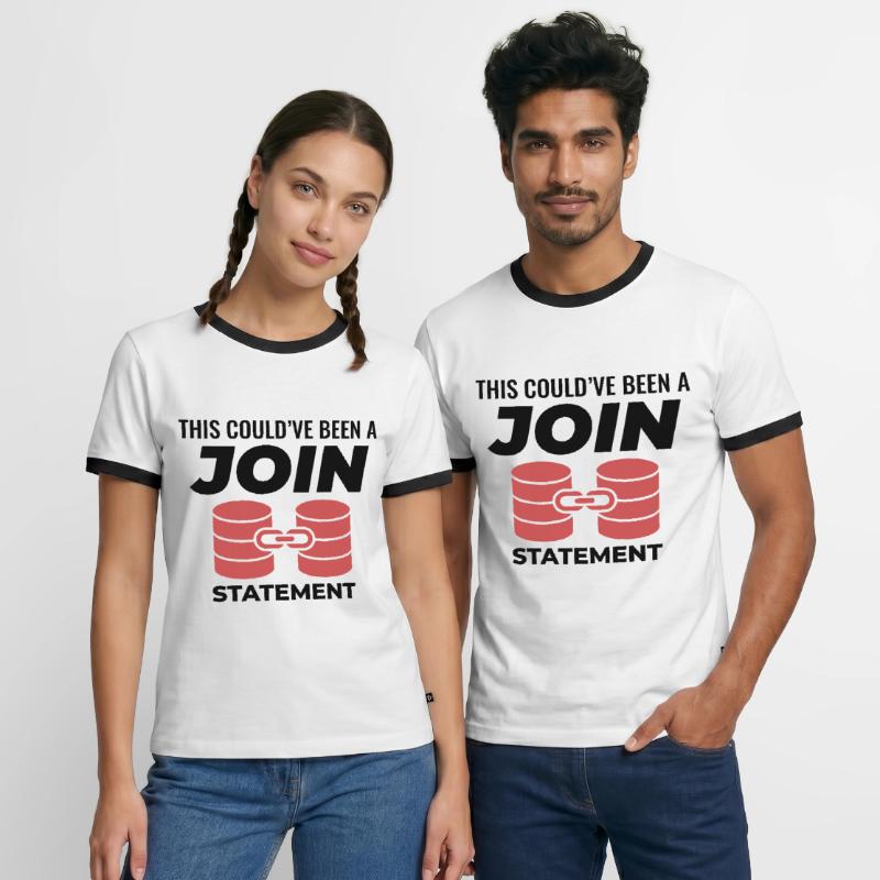 SQL Join Database, instruction de programmation des données T-shirt contrasté Homme
