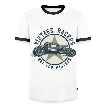 vintage racer Hotrod Hot Rod champion - Men's Ringer Shirt - white/black - Front - AI Model Female 172 light (172cm) & AI Model Male 178 dark (178cm)