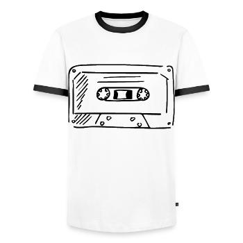 Cassette Old Fashioned Retro - Men's Ringer Shirt - white/black - Front - AI Model Female 172 light (172cm) & AI Model Male 178 dark (178cm)