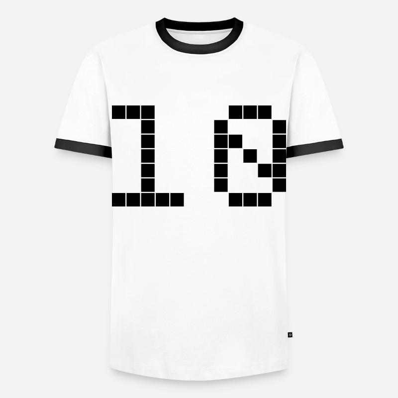 Nummer 10 - Männer Kontrast-T-Shirt - Weiß/Schwarz