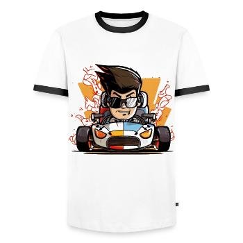 Speeding to Victory - Men's Ringer Shirt - white/black - Front - AI Model Female 172 light (172cm) & AI Model Male 178 dark (178cm)