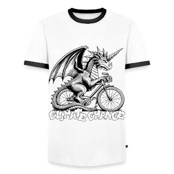 Dragon à vélo - T-shirt contrasté Homme - blanc/noir - Devant - AI Model Female 172 light (172cm) & AI Model Male 178 dark (178cm)