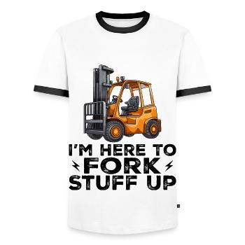 Gabelstapler Ich bin hier, um Gabelstapler zu sein - Männer Kontrast-T-Shirt - Weiß/Schwarz - Vorne - AI Model Female 172 light (172cm) & AI Model Male 178 dark (178cm)