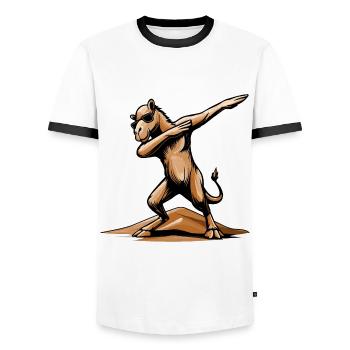 Cool Dab Dance Dromedary – Desert Fun in Dubai - Men's Ringer Shirt - white/black - Front - AI Model Female 172 light (172cm) & AI Model Male 178 dark (178cm)