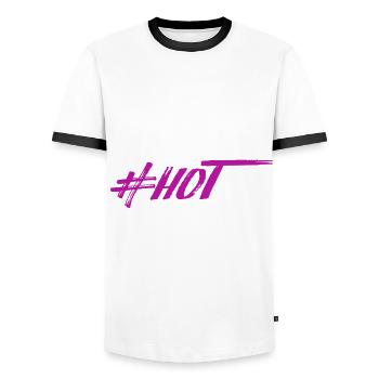 #HOT - Men's Ringer Shirt - white/black - Front - AI Model Female 172 light (172cm) & AI Model Male 178 dark (178cm)