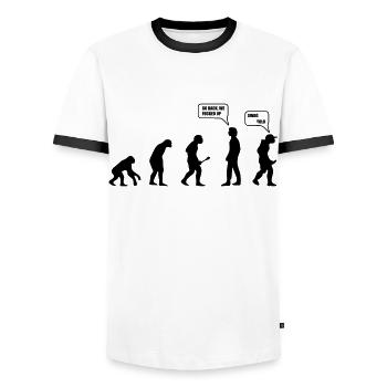 Swag Yolo Evolution - Men's Ringer Shirt - white/black - Front - AI Model Female 172 light (172cm) & AI Model Male 178 dark (178cm)