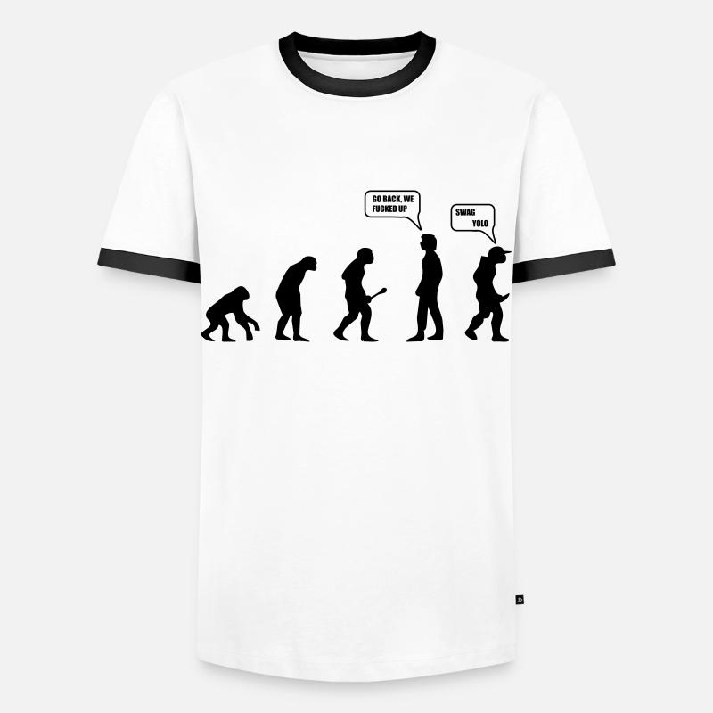 Swag Yolo Evolution - Männer Kontrast-T-Shirt - Weiß/Schwarz