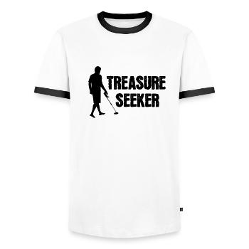 Treasure seeker - Men's Ringer Shirt - white/black - Front - AI Model Female 172 light (172cm) & AI Model Male 178 dark (178cm)
