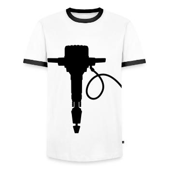 Presslufthammer Dampfhammer Vektor Farbe wählbar - Männer Kontrast-T-Shirt - Weiß/Schwarz - Vorne - AI Model Female 172 light (172cm) & AI Model Male 178 dark (178cm)