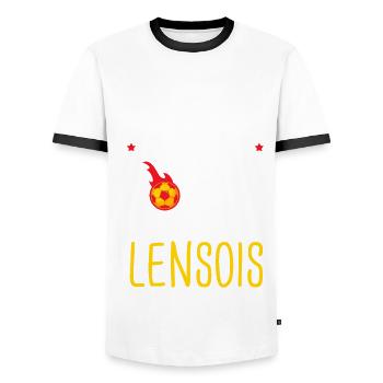 football lens bogosse foot supporter lensois - T-shirt contrasté Homme - blanc/noir - Devant - AI Model Female 172 light (172cm) & AI Model Male 178 dark (178cm)