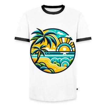 tropical paradise - Männer Kontrast-T-Shirt - Weiß/Schwarz - Vorne - AI Model Female 172 light (172cm) & AI Model Male 178 dark (178cm)