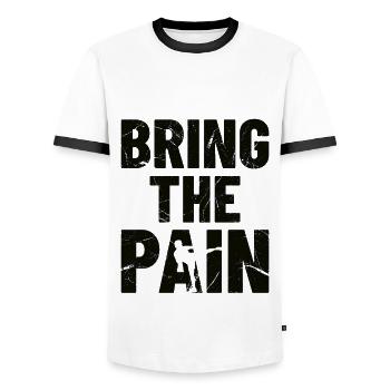 BRING THE PAIN - Boxen, Fightwear Geschenkidee - Männer Kontrast-T-Shirt - Weiß/Schwarz - Vorne - AI Model Female 172 light (172cm) & AI Model Male 178 dark (178cm)