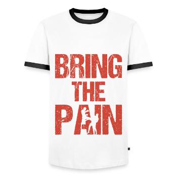 BRING THE PAIN - Boxen, Fightwear Geschenkidee - Männer Kontrast-T-Shirt - Weiß/Schwarz - Vorne - AI Model Female 172 light (172cm) & AI Model Male 178 dark (178cm)