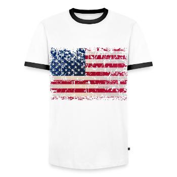 USA Flag Flag Stars and stripes - Men's Ringer Shirt - white/black - Front - AI Model Female 172 light (172cm) & AI Model Male 178 dark (178cm)